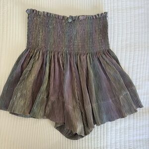 Metallic Pleated Women Shorts